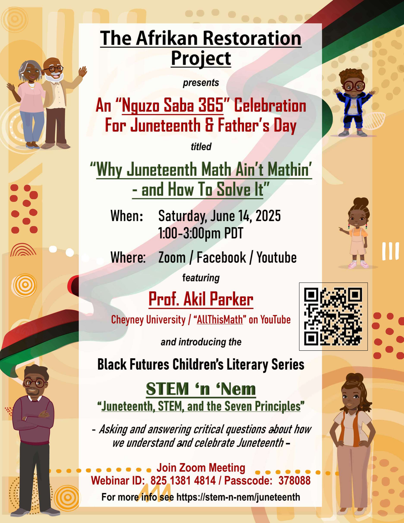 STEM 'n 'Nem™ Juneteenth Event Flyer - Educational discussion about Juneteenth history and S.T.E.M. education